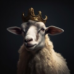 Portrait of a majestic Sheep with a crown