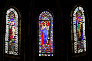 Saint Germain des Pres church, Paris, France. Stained glass.