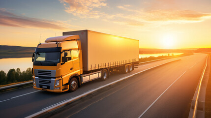 Fototapeta na wymiar Cargo container truck. Business concept. Transportation concept. Generative AI