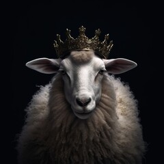 Portrait of a majestic Sheep with a crown