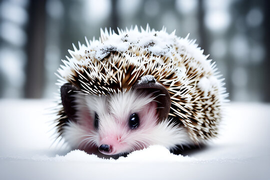 hedgehog in on a snow day 