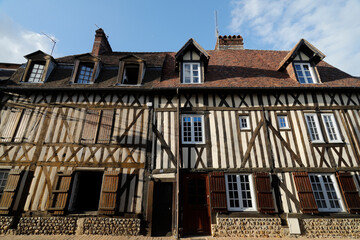Typical Normandy timber-framed houses in Bernay, Eure, France.