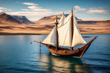 Naklejka premium sailboat at sunset