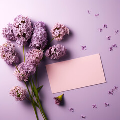 Beige card with lilac, mockup