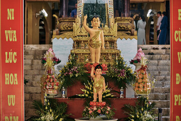 Buddhist temple in Vietnam with beautiful sculptures and reliefs - 682721931