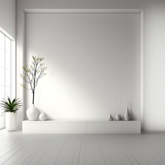 a white room with white walls and white floor