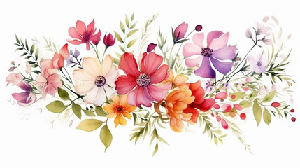 Flowers watercolor illustration. Manual composition. Beautiful floral watercolor.