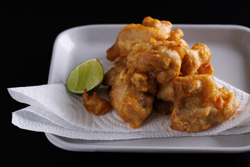 Chicken Karaage Japanese Fried chicken isolated in black background