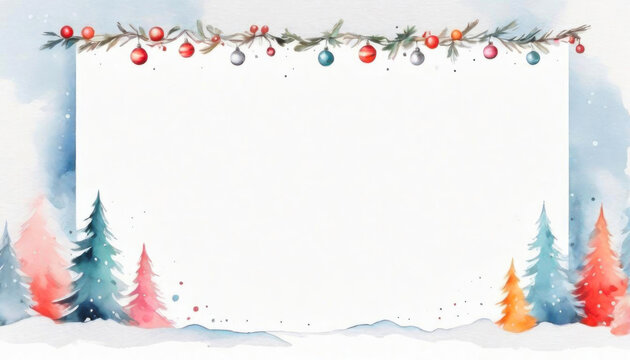 Beautiful painted christmas card with white copy space