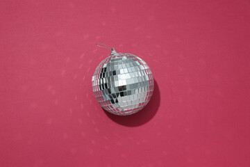Beautiful disco ball on a red background