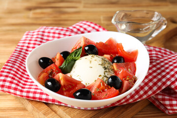 Salad Caprese, concept of tasty and delicious food