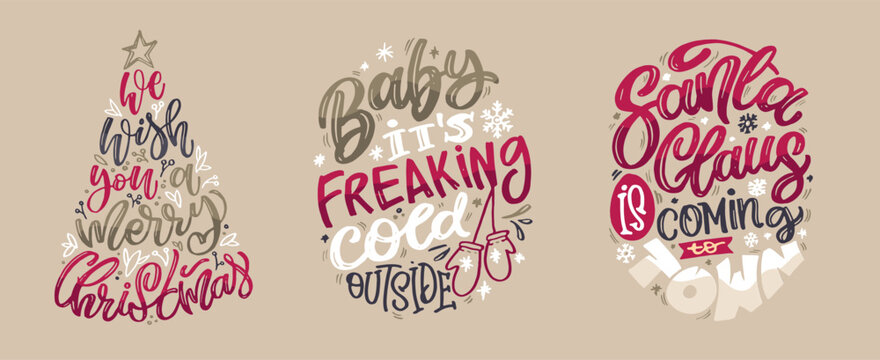 New year holiday greeting card. Merry Christmas and happy new year - cute postcard. Lettering label for poster, banner, web, sale, t-shirt design. 2024