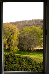 Garden seen from a window in Eure, France