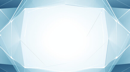 A clean blue geometric frame with a modern rectangular design on a light background.