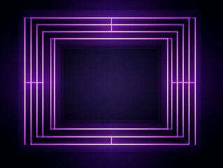 A clean purple geometric frame with a modern rectangular design on a light background.