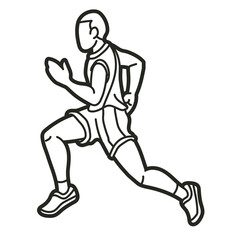 Running Action Movement Marathon Runner A Man Start Running Cartoon Sport Graphic Vector