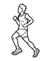 Fototapeta na wymiar Running Action Movement Marathon Runner A Man Start Running Cartoon Sport Graphic Vector