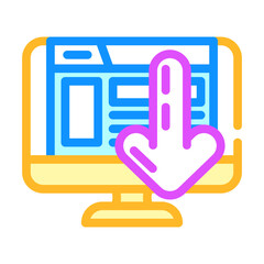 laptop down arrow download website color icon vector. laptop down arrow download website sign. isolated symbol illustration