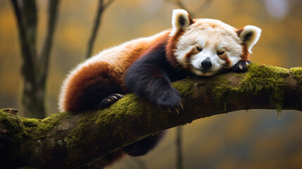 Lazy Panda Bear Sleeping on a Tree Branch China Wild life