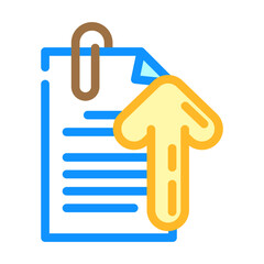 paperclip attached file color icon vector. paperclip attached file sign. isolated symbol illustration