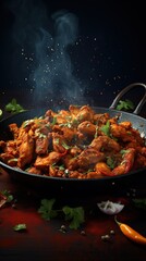 Delicious smoky indian masala chicken fry, spicy,  Generative AI