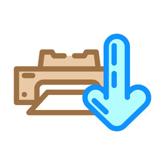 printer loading document color icon vector. printer loading document sign. isolated symbol illustration