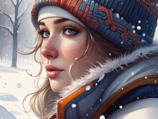 portrait of a woman in winter