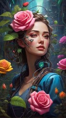 girl with roses