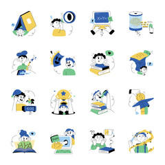 Fototapeta premium Modern Pack of Education Hand Drawn Illustrations 