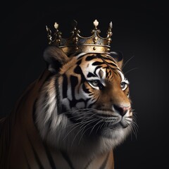 portrait of a majestic tiger with a crown