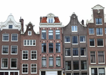 Fototapeta na wymiar Amsterdam Singel Canal House Facades View, Netherlands