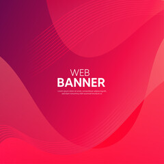 Abstract red background with waves, Red banner