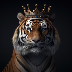 Obraz premium portrait of a majestic tiger with a crown