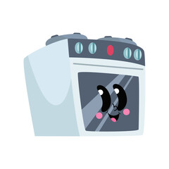 a cartoon oven with a face on it