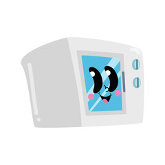 a microwave with a face on it