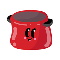there is a red pot with a face on it