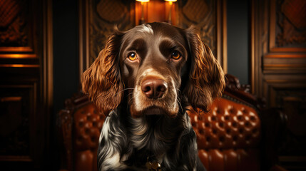 Cocker Spaniel's Regal Sit: Studio Royalty for Wallpaper Opulence - Generative AI