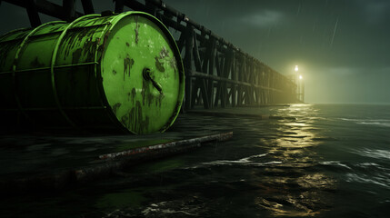 
green barrel under the bridge