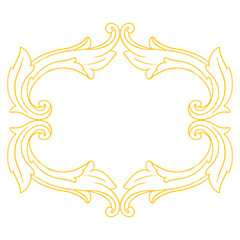 Gold Border or frame decorative filigree calligraphy element in baroque style vintage and retro
