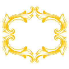 Gold Border or frame decorative filigree calligraphy element in baroque style vintage and retro
