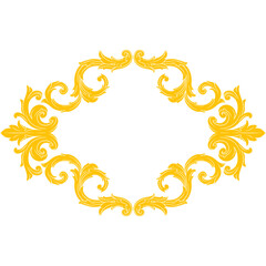 Gold Border or frame decorative filigree calligraphy element in baroque style vintage and retro
