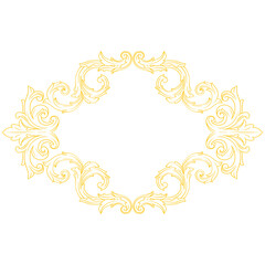 Gold Border or frame decorative filigree calligraphy element in baroque style vintage and retro
