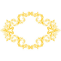 Gold Border or frame decorative filigree calligraphy element in baroque style vintage and retro
