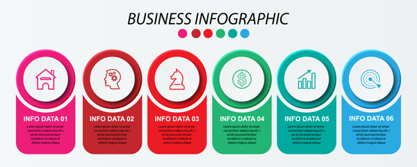 Simple infographic with 3 parts or options, simple design full of colors, interrelated circle and square shapes, icons, text and numbers, for presentations, flow diagrams and your business