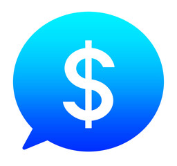 青いグラデーションのドルマークと吹き出し