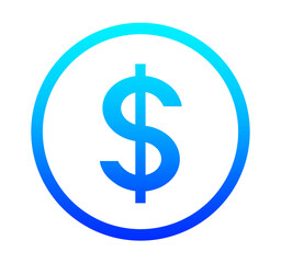 青いグラデーションのドルマーク
