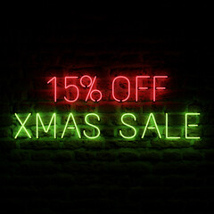 15 Percent Off Xmas Sale With Brick Background