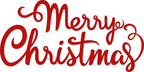 Merry Christmas text Calligraphic Lettering. Holiday element for greeting card or backdrop. PNG.