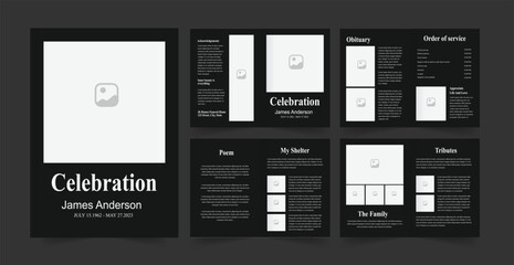 Funeral Program and Funeral Ceremony Template. - obrazy, fototapety, plakaty