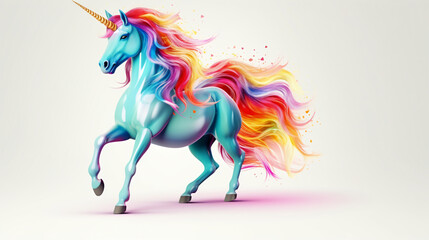 Beautiful unicorn with rainbow color isolated on a white background